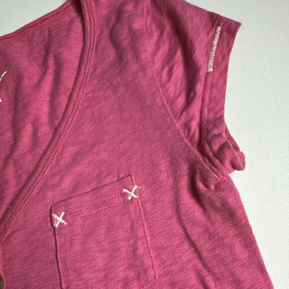 Vintage Y2K Roxy Surf Baby T Shirt Top XXS Graphic Surfer Skater Buttons Pink - Picture 6 of 9